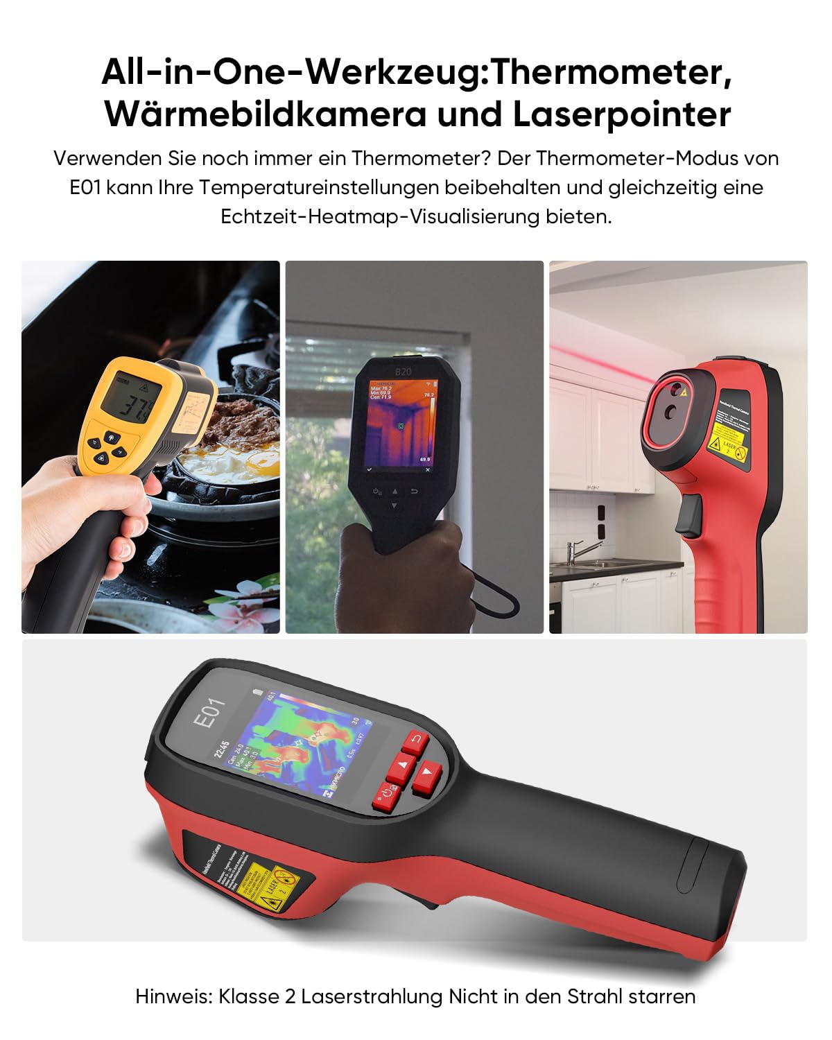 E01 Wärmebildkamera Handheld SuperIR 240x240 Infrarotauflösung Thermografie für Inspektion und Jagd