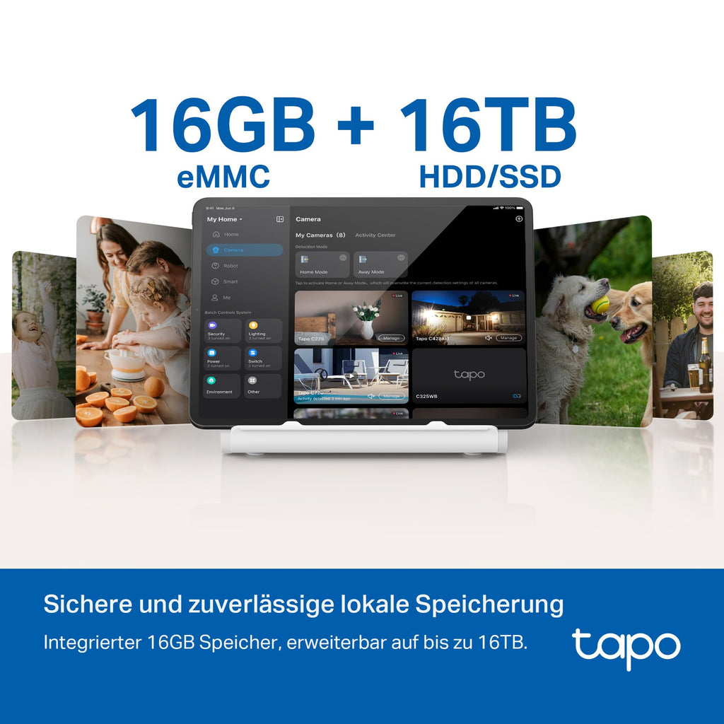 H500 Hub 16GB bis 16TB erweiterbar für 16 Kameras und 64 Sensoren HDMI 5 GHz WLAN und Ethernet Alarm Matter