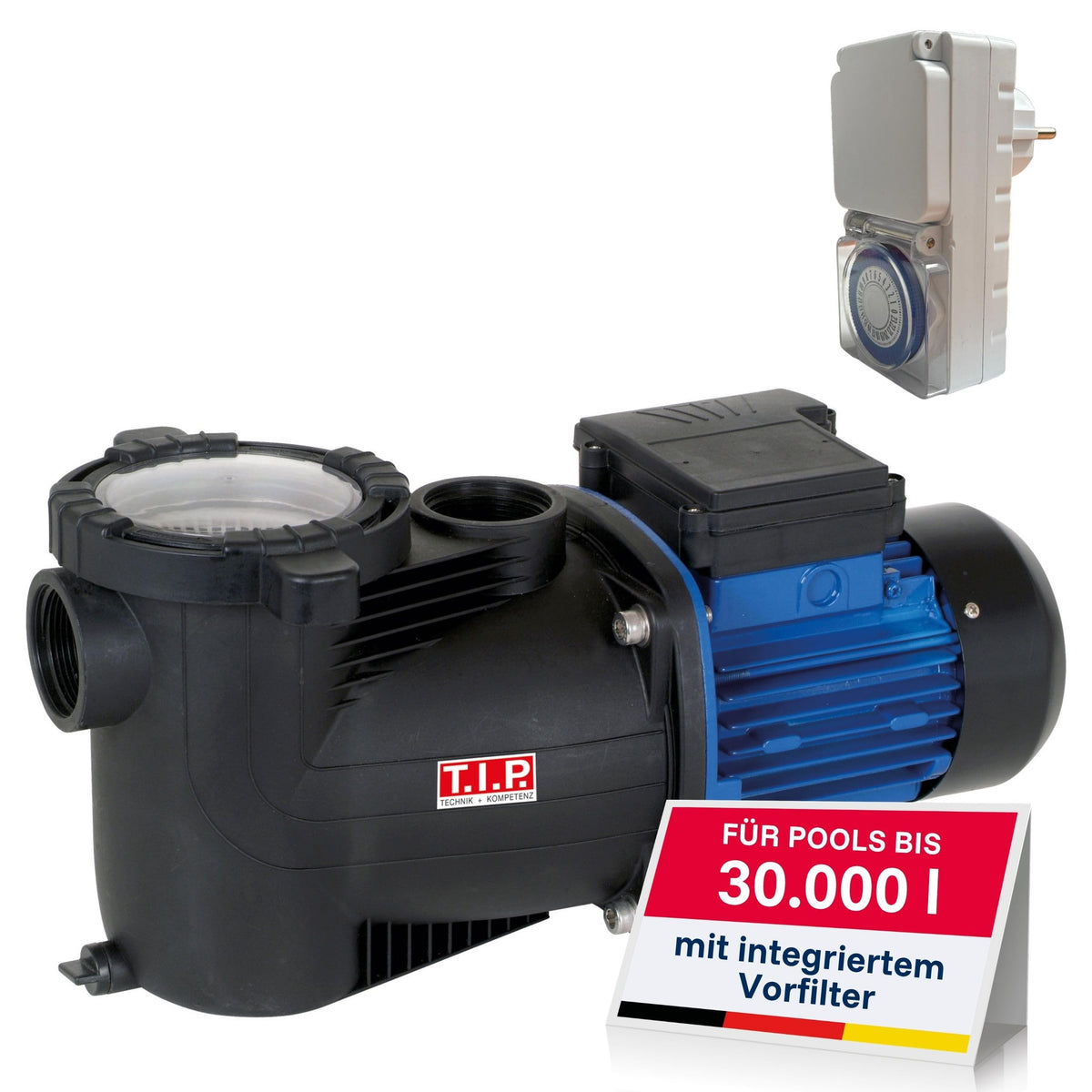 Poolpumpe mit Timer selbstansaugende Filterpumpe 10000 Liter pro Stunde für sauberes Poolwasser