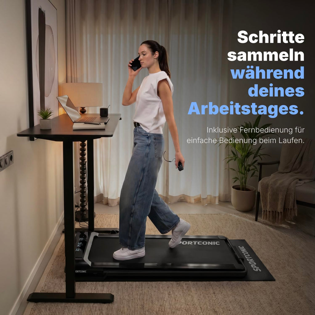 Laufband 1 bis 12 km/h klappbar elektrisch leise unterm Schreibtisch Walking Pad mit Steigung Tablet Halterung