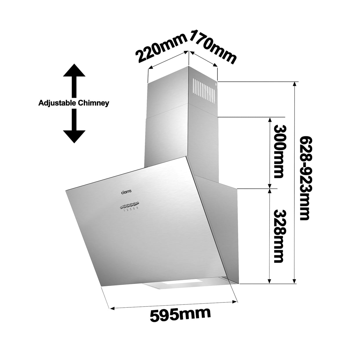 CBCS6762A kopffreie Schräghaube Dunstabzugshaube Küchenabzug 60 cm Umluft Energieklasse A+++