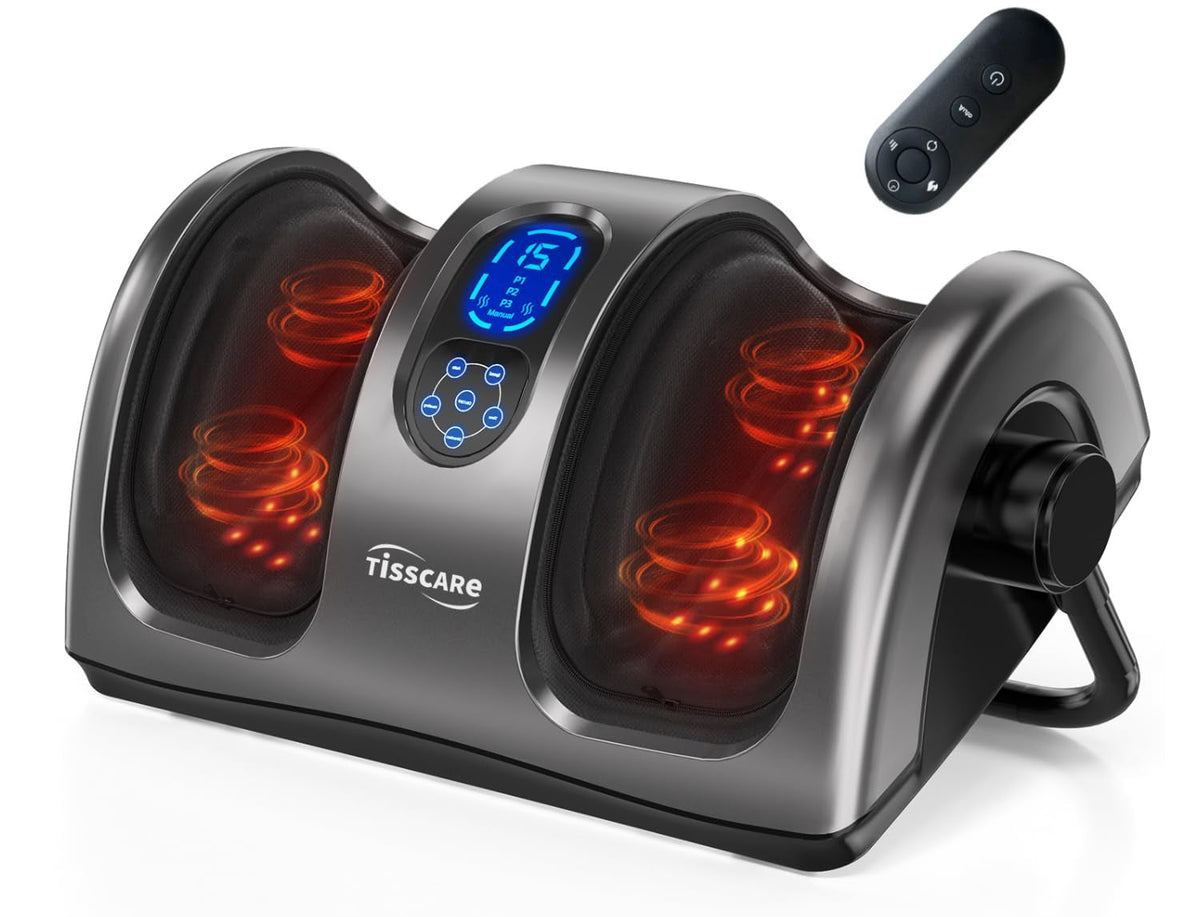 Shiatsu Fuß und Wadenmassagegerät elektrisch mit Wärme Knet und Rollmassage 360° verstellbar mit Fernbedienung