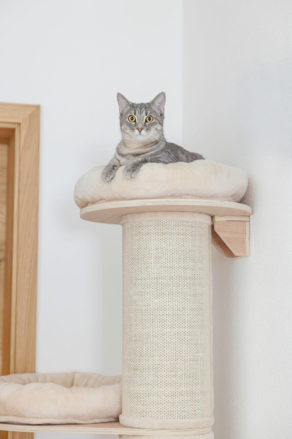 Kratzbaum Dolomit Tower für Katzen 38cm Durchmesser 187cm Höhe beige Plüsch Katzenbaum für große Katzen