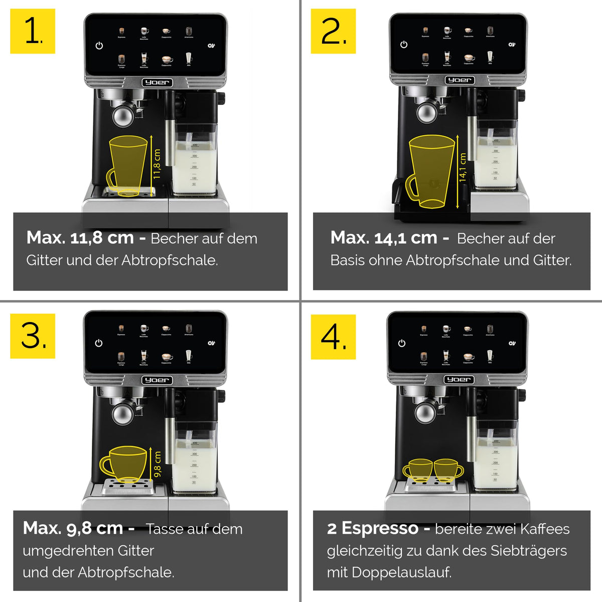 Kaffeevollautomat mit Milchsystem 8 automatische Programme für Espresso Cappuccino Latte Macchiato