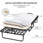 Klappbett 90x200 cm Erwachsene Gästebett 13cm Gedächtnisschaum Matratze klappbar Metallrahmen Rollen bis 200kg