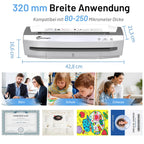 Laminiergerät A3 Set mit 50 Folien und 4 Rollen 1000 mm pro Minute für Büro Schule Zuhause