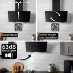 Dunstabzugshaube BASE6004S Wandhaube 60 cm kopffrei Energieklasse A+++ Wandmontage für Küche