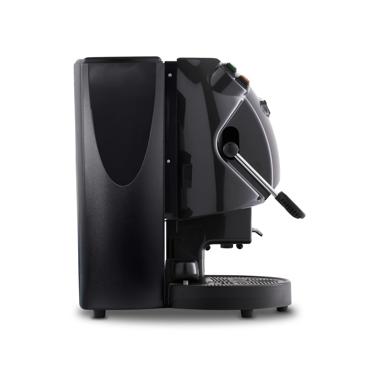 Frog Revolution Kaffeemaschine für Kaffeepads schwarz glänzend für Espresso zu Hause und im Büro 650 W