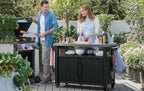 Unity XL BBQ Beistelltisch 134x51.7x89.6cm grau wetterfest Edelstahl Arbeitsplatte Outdoor Sideboard