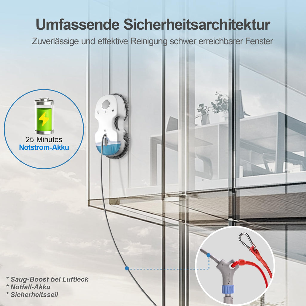 S7 Fensterputzroboter mit aktiver Sprühfunktion und 6500 Pa Saugkraft für streifenfreie Glasreinigung