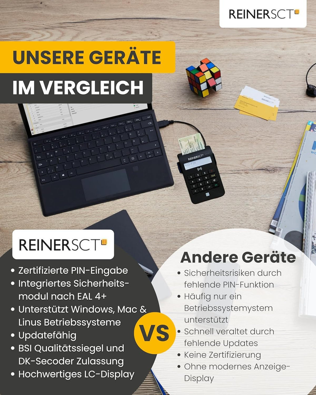 cyberJack RFID Komfort USB C Anschluss Chipkartenleser für Smartcard eID kontaktlos NFC Lesegerät