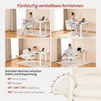 Bequemer Schreibtischstuhl mit Schneidersitz Funktion Chenille Drehstuhl Bürostuhl in Beige