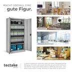Aktenschrank 180x90x40 cm abschließbarer Büroschrank aus Stahl 2 Türen 5 höhenverstellbare Einlegeböden grau