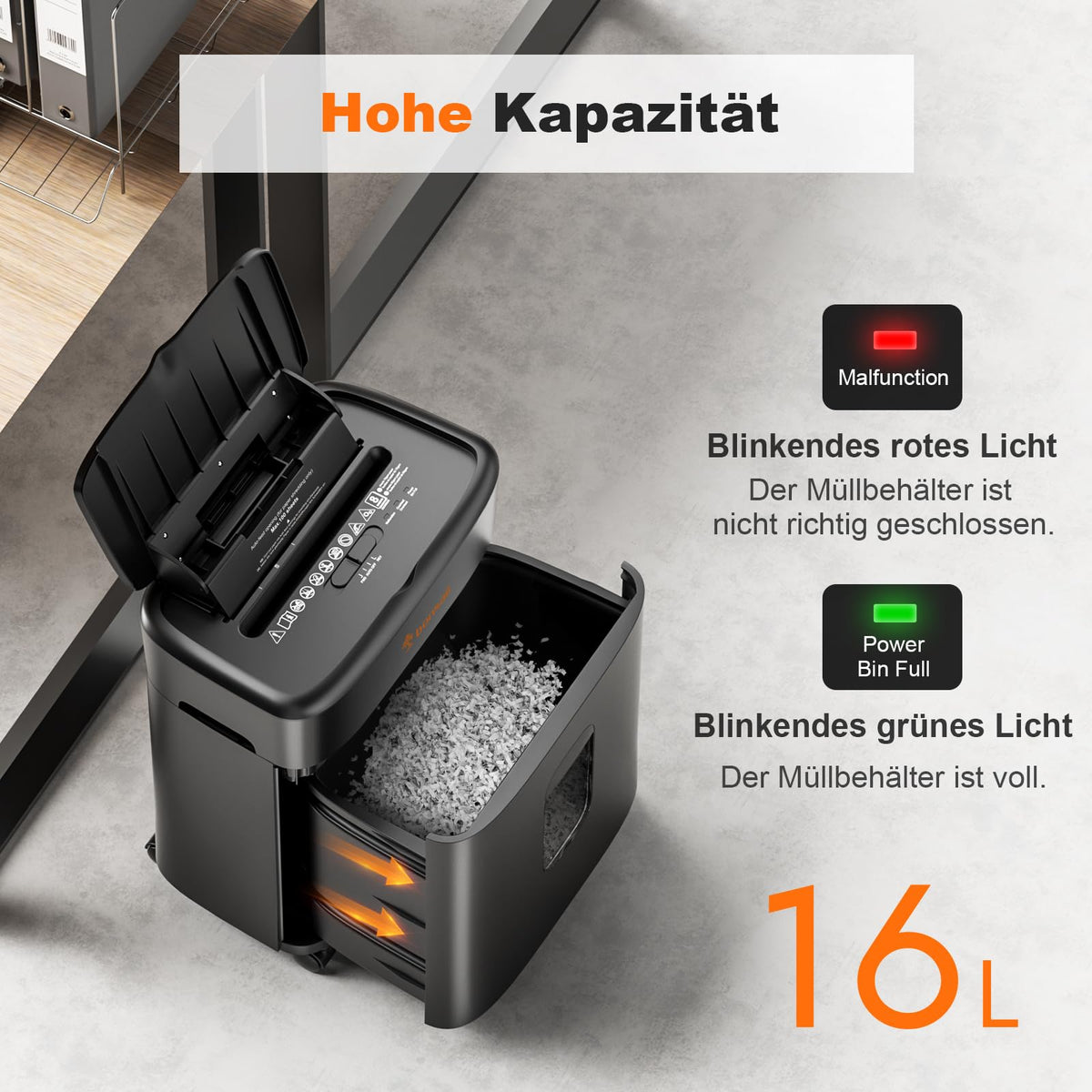 Aktenvernichter mit 100 Blatt Auto Feed P4 Mikroschnitt für Büro und Home Office leise und leistungsstark