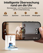 YumShare Dual Hopper 2 Futterautomat für Katze und Hund 2 Näpfe Kamera Gesichtserkennung 5L KI 2,4 und 5G WLAN