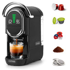 Mini 5in1 Kapselmaschine für Nespresso Dolce Gusto Lavazza ESE Pad Pulver 20bar 1450W LED 7 Stufen Heiß Kalt