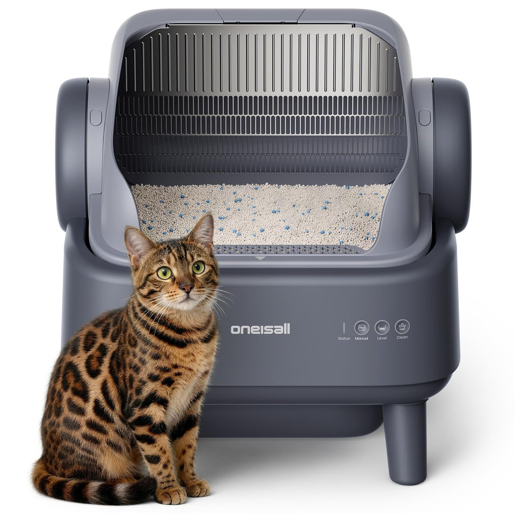 Selbstreinigendes offenes Katzenklo mit EaseClean Auto und manuellen Modi inkl Katzenklomatte 40 Beutel Basis