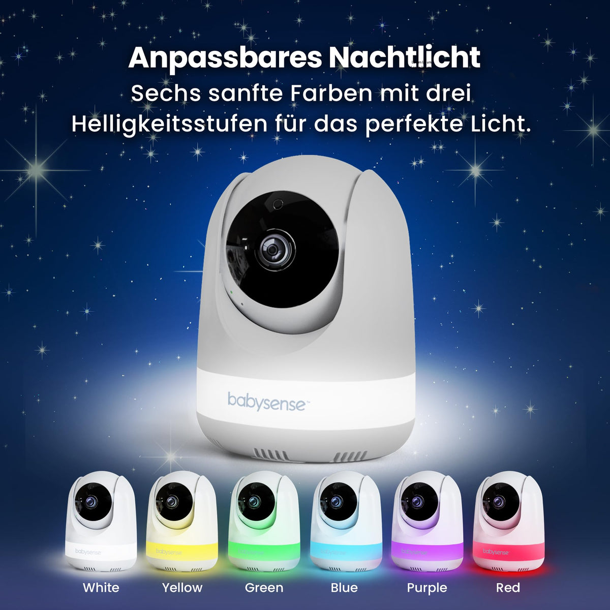 Full HD Split Screen Babyphone 2 Kameras Nachtlicht 6 Farben Geräusch Lichtmaschine 20h abhörsicher ohne WLAN