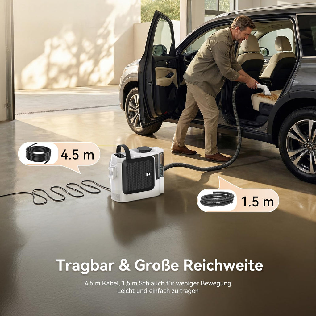 C2 Polsterreiniger 26KPA 1800W Heißdampf Waschsauger 4 in 1 Dampfreiniger Sofa Teppich Fenster Auto 7 Zubehör