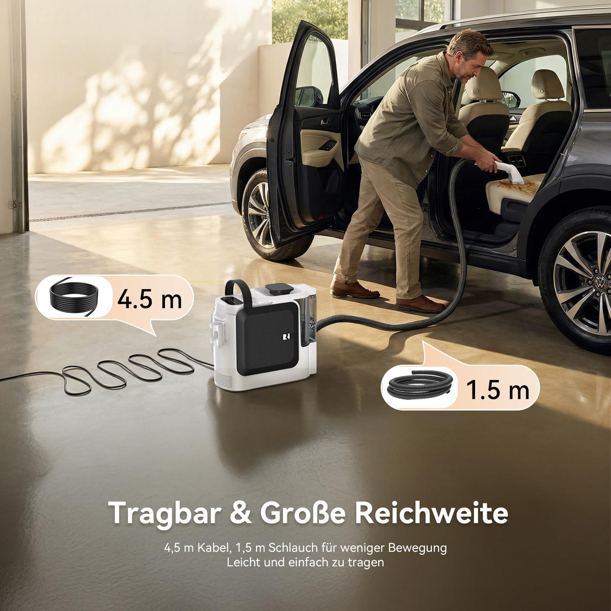 C2 Polsterreiniger 26KPA 1800W Heißdampf Waschsauger 4 in 1 Dampfreiniger Sofa Teppich Fenster Auto 7 Zubehör