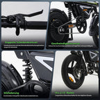 EBike Klapprad 14 Zoll Pedelec Citybike 36V 12Ah Akku 250W Motor 50 km Faltrad LED App Herren Damen Pendler