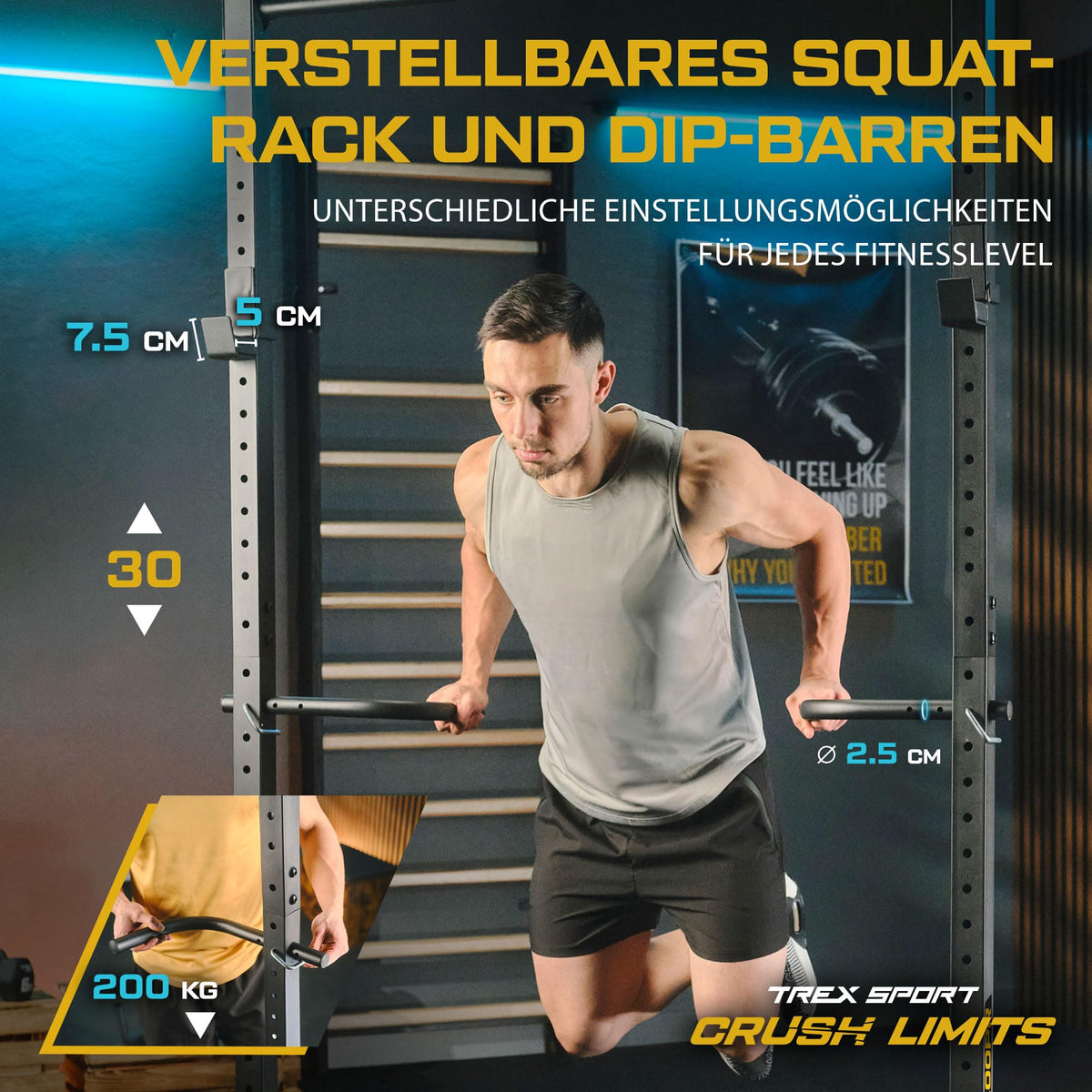 Power Tower Dip Station freistehend Kraftturm bis 300kg belastbar für Heimtraining TX-100PR