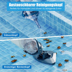 Akku Poolsauger 60 Min 222 cm Teleskopstange 4 Filter Absaugung 4200 l pro Stunde für oberirdische Pools blau