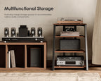 HiFi Rack aus Holz und Stahl mit verstellbaren Ablagen 61 x 52 x 78 cm für Fernseher und Audiogeräte