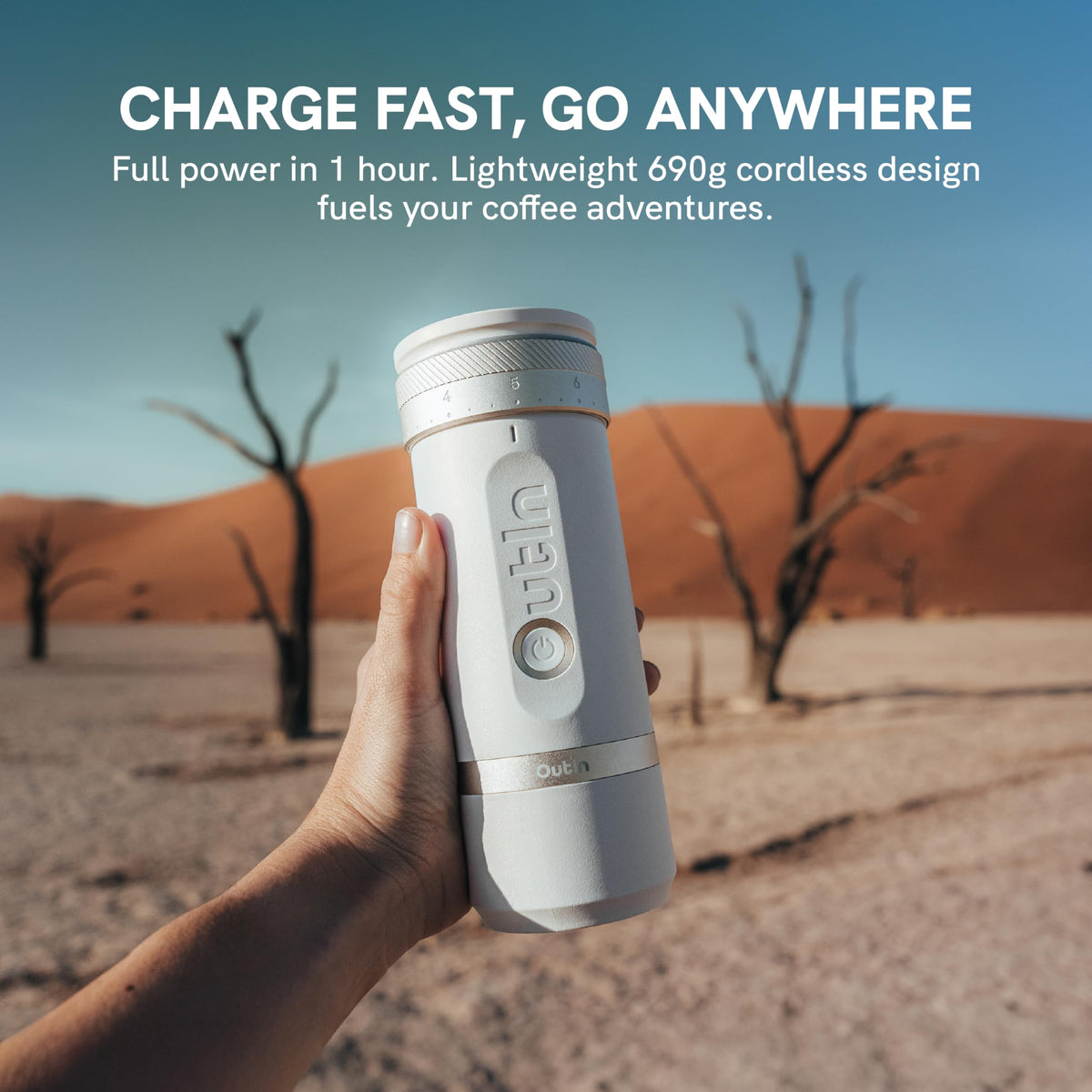 Fino Elektrische Kaffeemühle mit Kegelmahlwerk Tundra Brown für Espresso Filterkaffee French Press