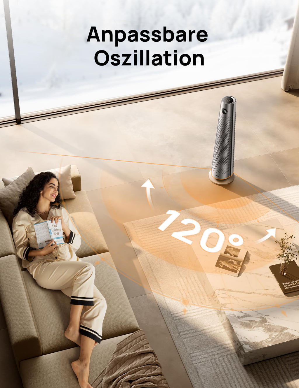 Heizlüfter energiesparend 2000W PTC Keramik 25 dB leise 120° Oszillation Thermostat 12H Timer Fernbedienung