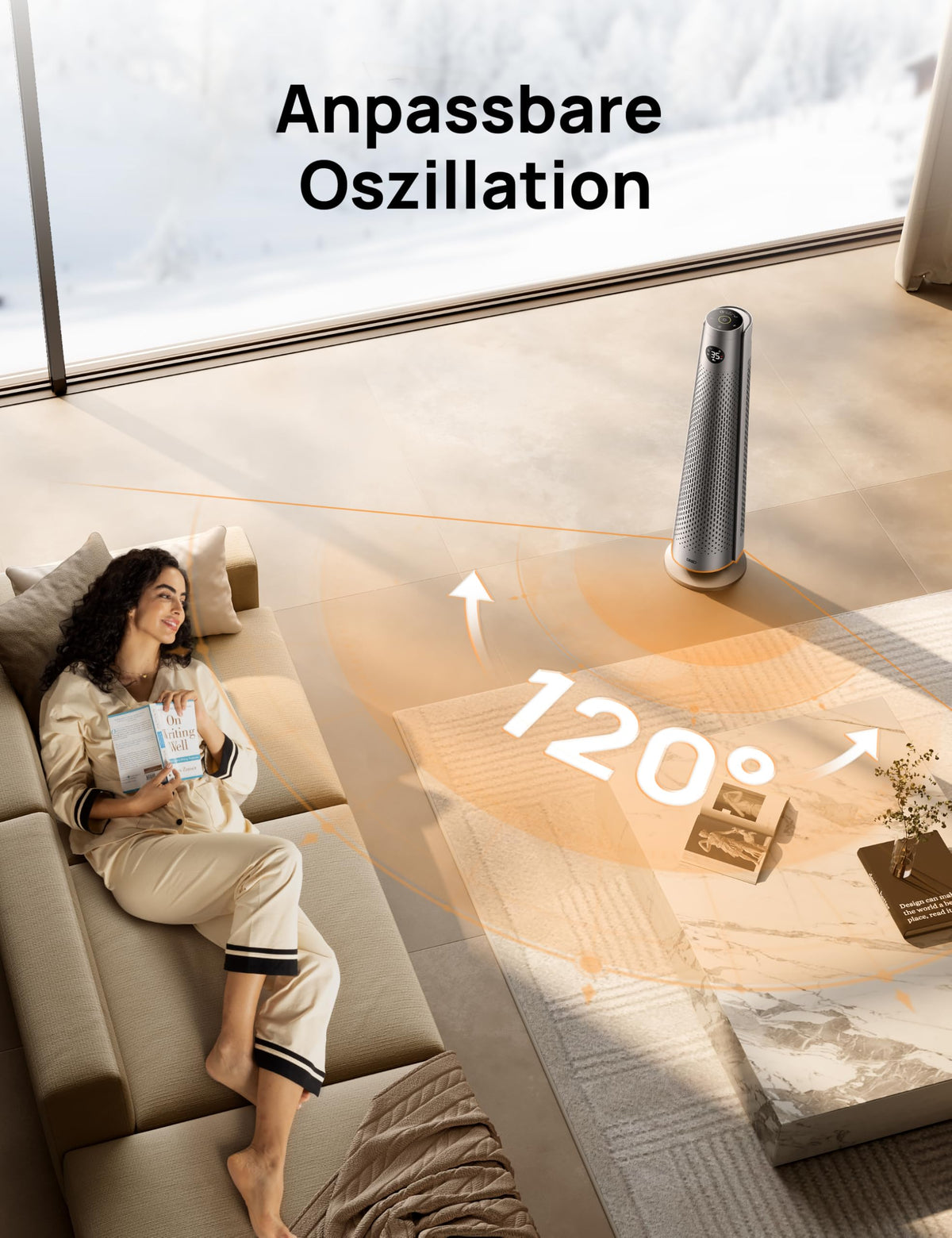 Heizlüfter energiesparend 2000W PTC Keramik 25 dB leise 120° Oszillation Thermostat 12H Timer Fernbedienung