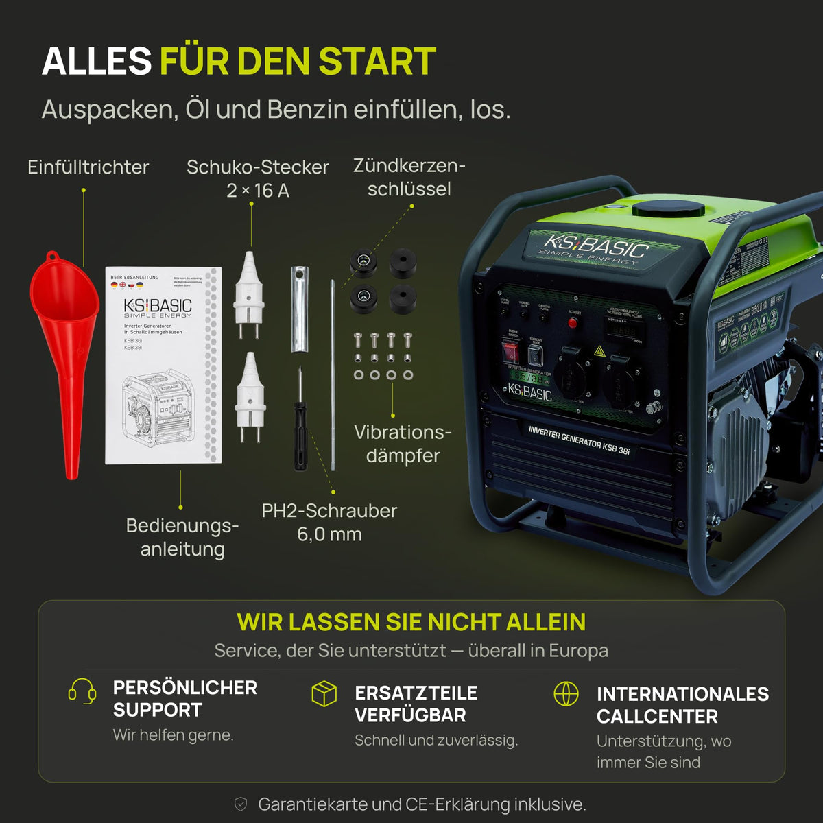 Invertergenerator 38i 3,8 kW tragbarer Benzinstromerzeuger Generator Notstromaggregat für Camping