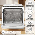 Kompakter Mini Tischgeschirrspüler SP5 mit 5L Tank 6 plus 1 Funktionen Touch LED Energieklasse F