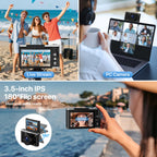 Digitalkamera 8K 96MP mit WLAN 20X Zoom Autofokus Anti Shake 3,5 Zoll 180 Grad Klappdisplay 32GB SD 2 Akkus