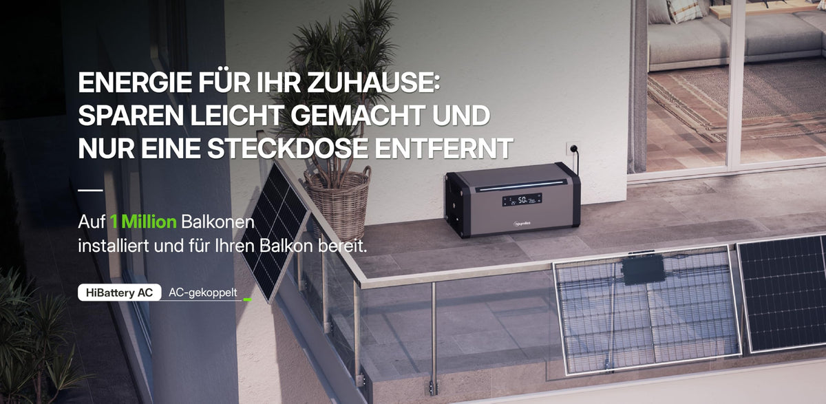 HiBattery AC 1,92 kWh Solarbatterie Plug and Play Speicher für Balkonkraftwerk PV erweiterbar bis 11,52 kWh