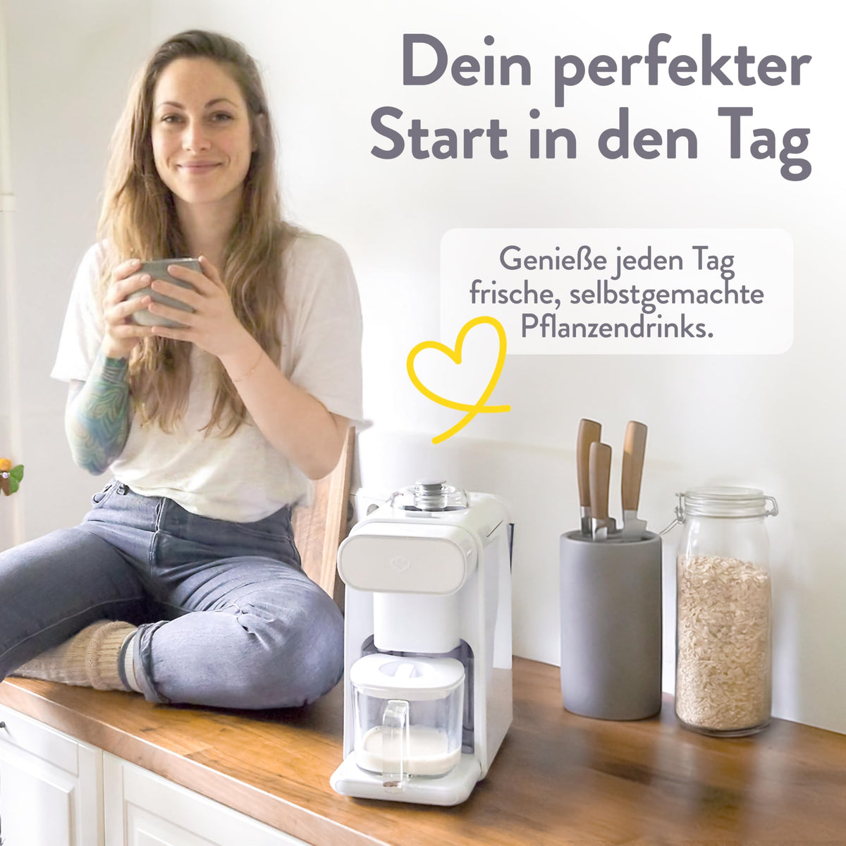 Pflanzenmilchbereiter Mila 600ml 6 Programme automatische Reinigung LED Touch Timer Nussmilch Soja Haferdrinks