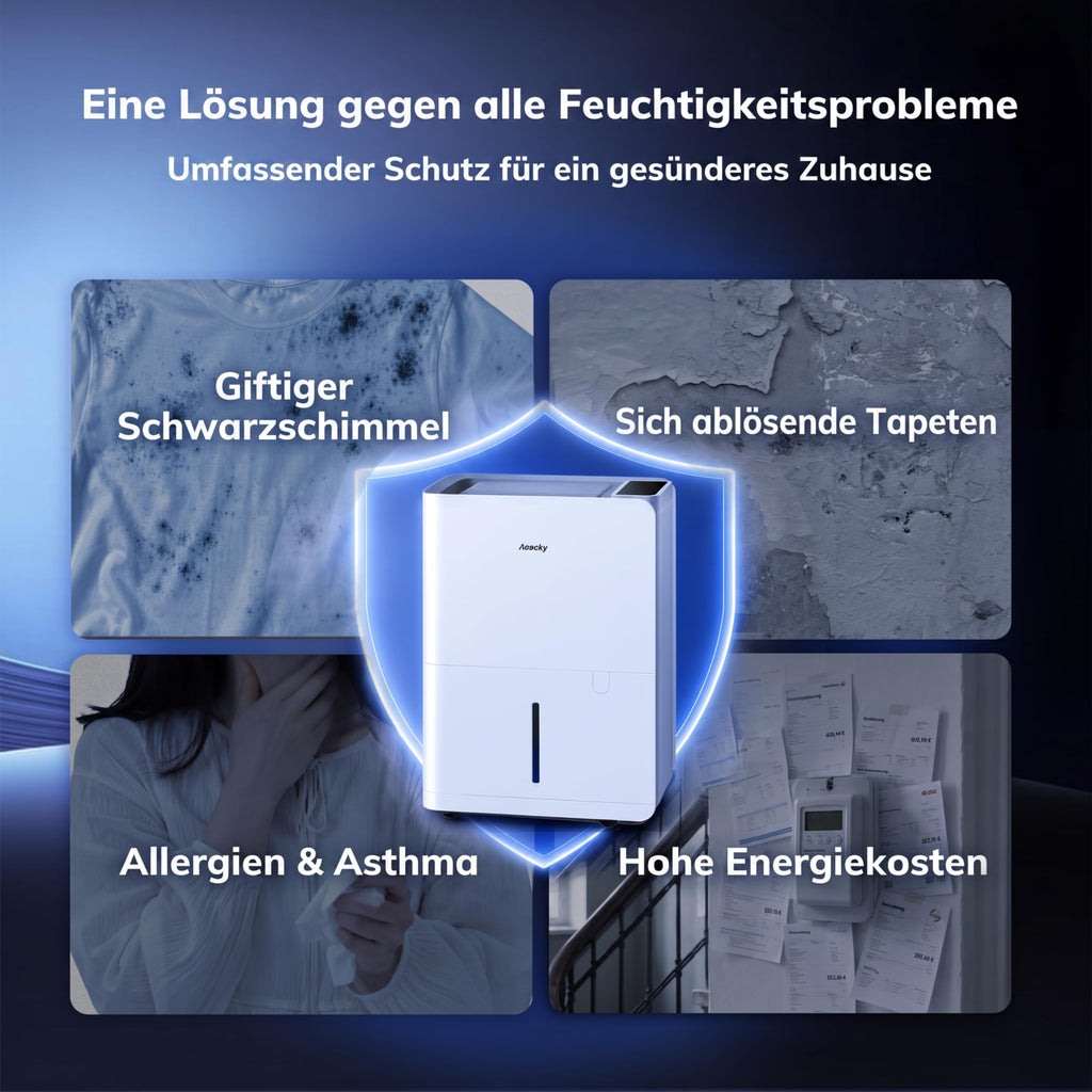 Luftentfeuchter elektrisch 25 L pro Tag Wäschetrocknung 2,7 L Wassertank für Wohnung Keller Bad Schlafzimmer