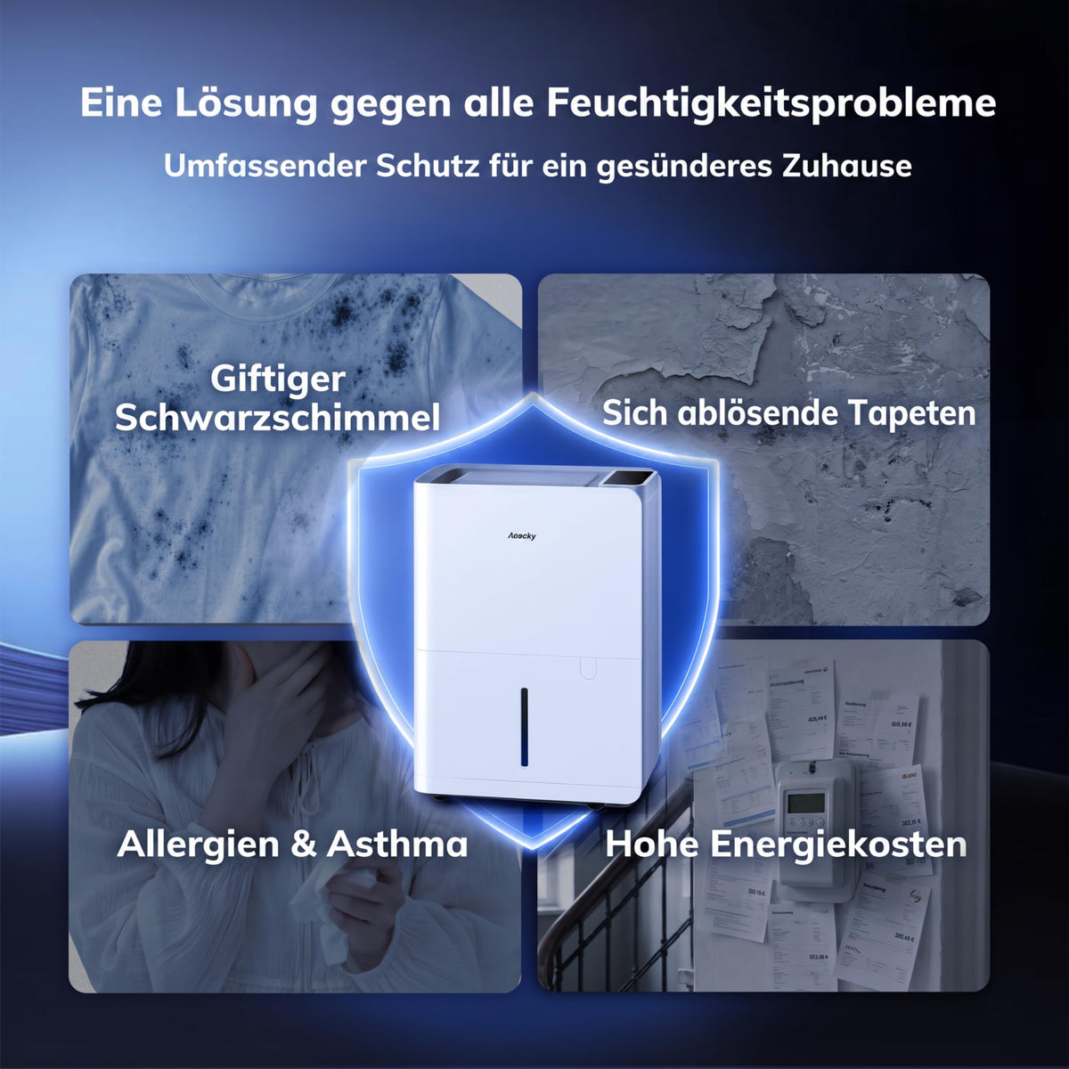 Luftentfeuchter elektrisch 25 L pro Tag Wäschetrocknung 2,7 L Wassertank für Wohnung Keller Bad Schlafzimmer