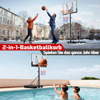 Basketballkorb Outdoor verstellbar 100 bis 305 cm mit Ständer bruchsichere Rückwand 2 wetterfeste Netze Kinder