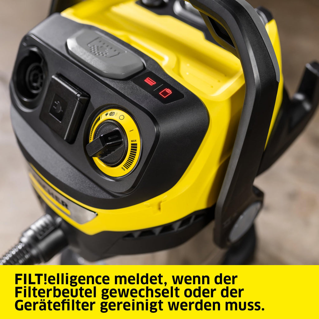 Nass Trockensauger WD 7 Control P S 30/6/35/T FILTelligence Fernbedienung Blasfunktion 1400 W 30 l Edelstahl