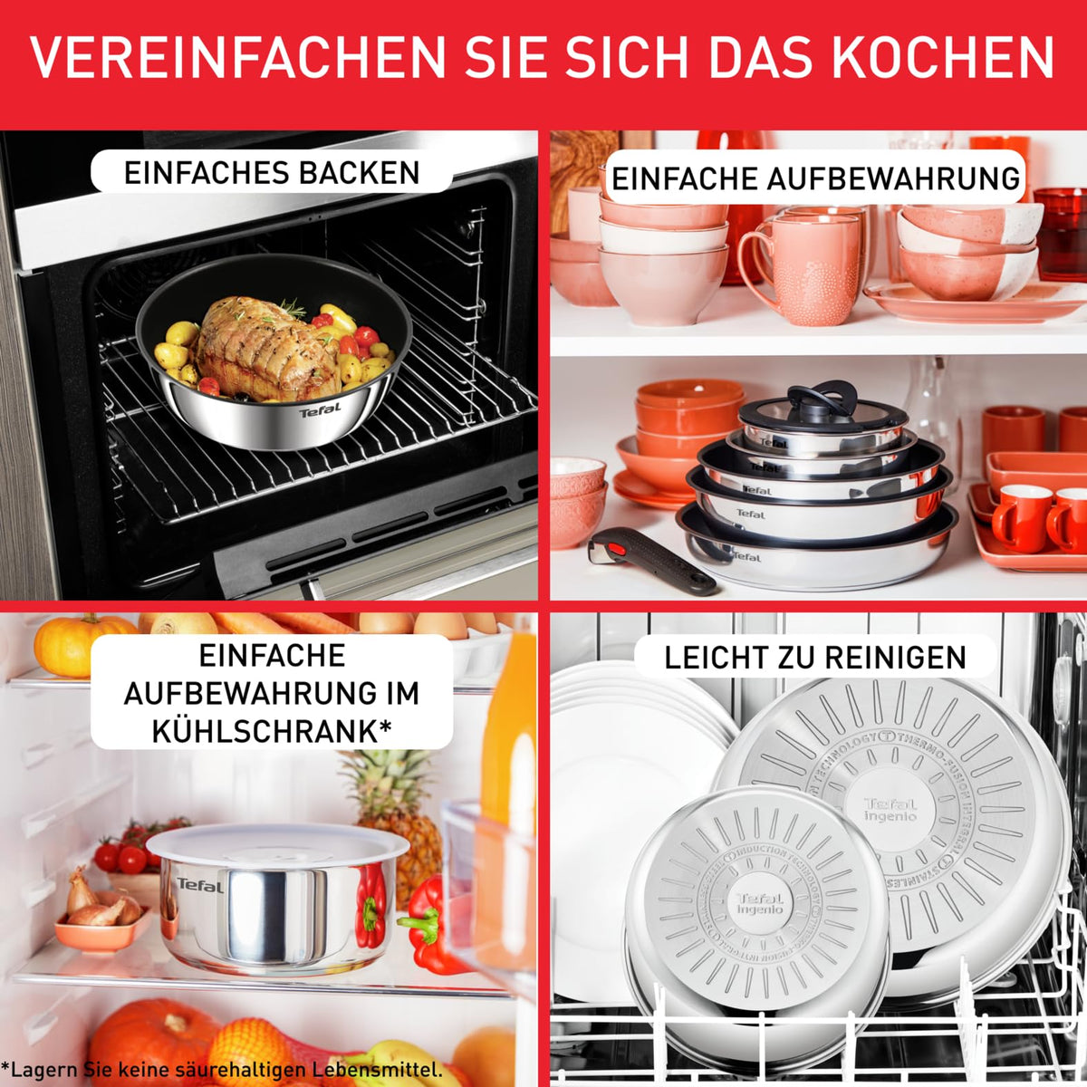Ingenio Emotion Topf und Pfannenset 20 teilig mit abnehmbarem Griff Kochgeschirr Set für Küche