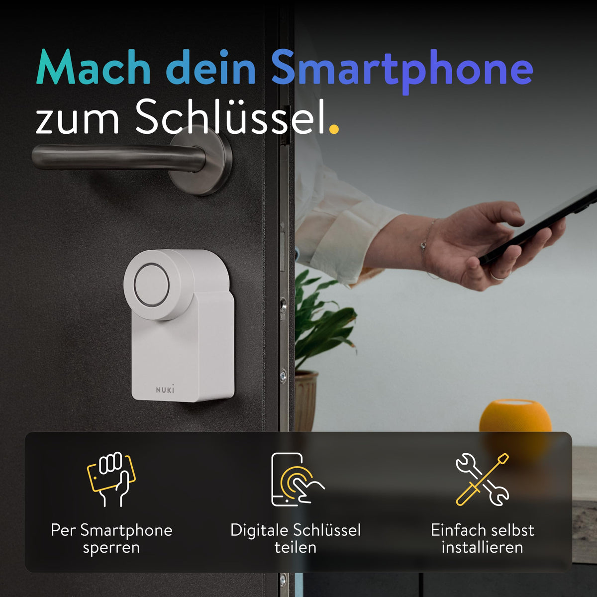 Smart Lock Go 2025 Türschloss mit Bluetooth WLAN Matter Smartphone als Schlüssel ohne Zylindertausch