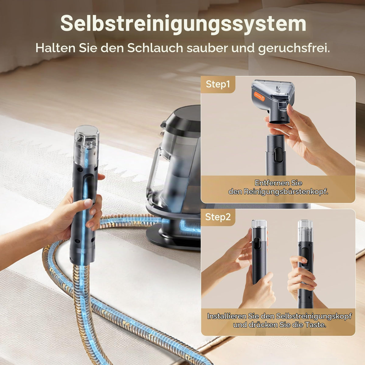 Y100Pet Polsterreiniger 22 kPa Teppichreiniger Waschsauger geräuscharm Schlauch Flecken Sofa Teppich