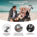 Grande Plus Buggy von Geburt bis 22 kg einhandfaltbar Liegeposition Verdeck mit Fenster 4 gefederte Räder Grau