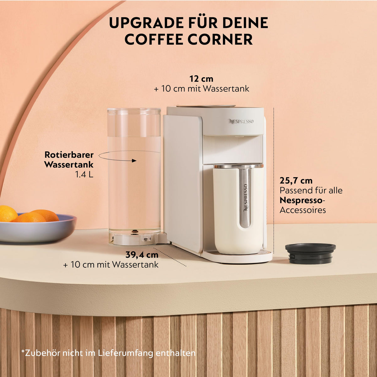 Vertuo Up Kaffeekapselmaschine 5 Tassengrößen 3 Sek Aufheizzeit One Touch Zubereitung 1,4L Wassertank ENV200.W