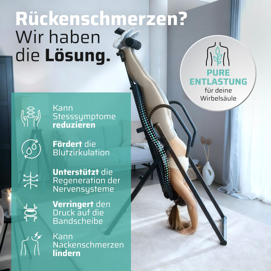 Inversionsbank klappbar Schwerkrafttrainer 4 Inversionswinkel Rückenstrecker 135 kg Wirbelsäulenentlastung