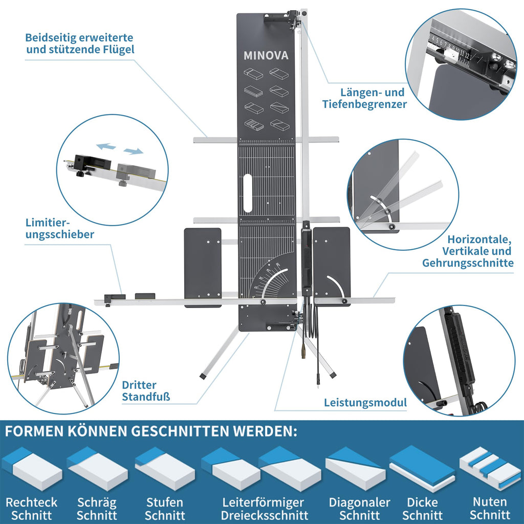 Modell 7 PROFI Styroporschneider 260 Watt 1300 mm luftgekühltes Netzteil 5 Schneidedrähte Heißdrahtschneider