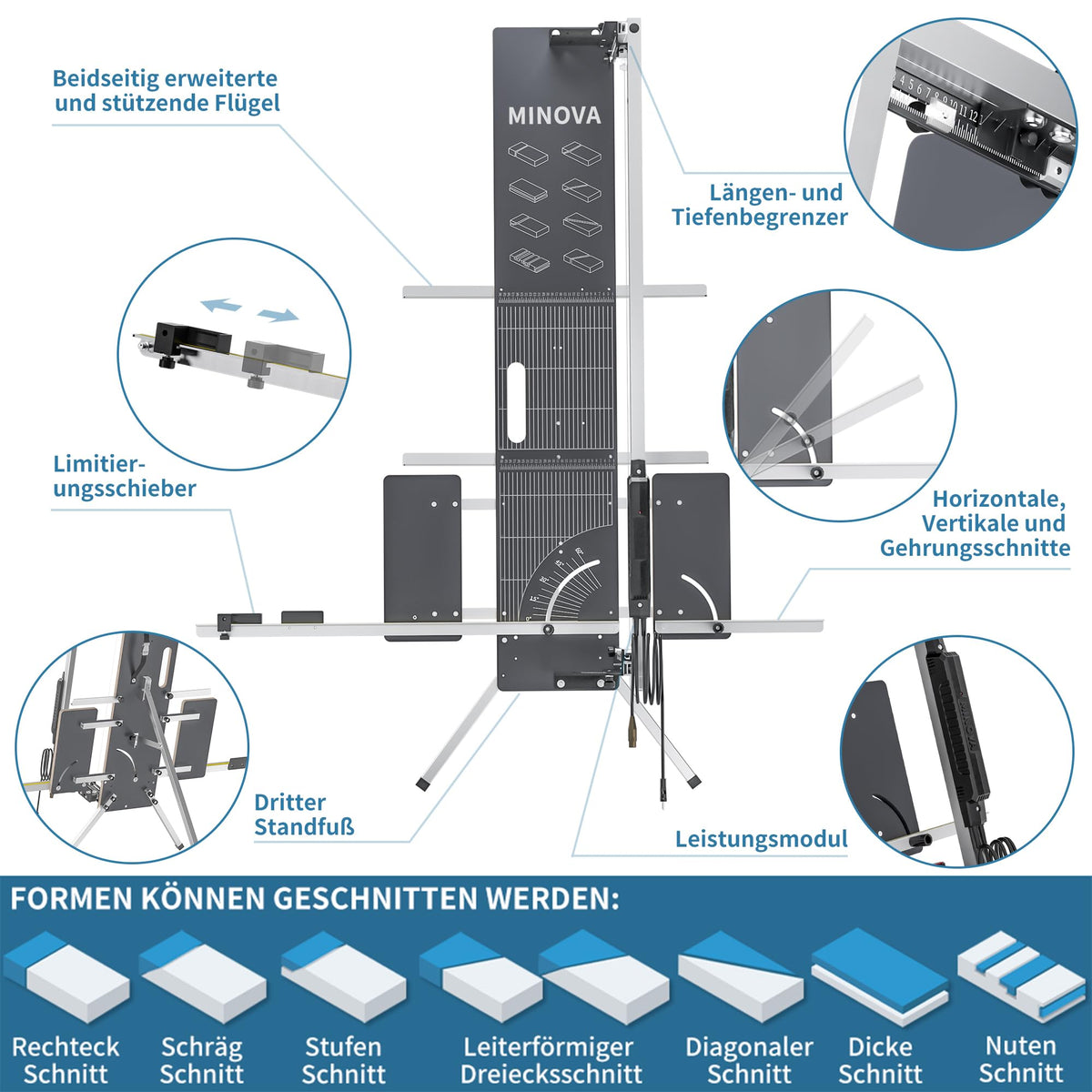 Modell 7 PROFI Styroporschneider 260 Watt 1300 mm luftgekühltes Netzteil 5 Schneidedrähte Heißdrahtschneider