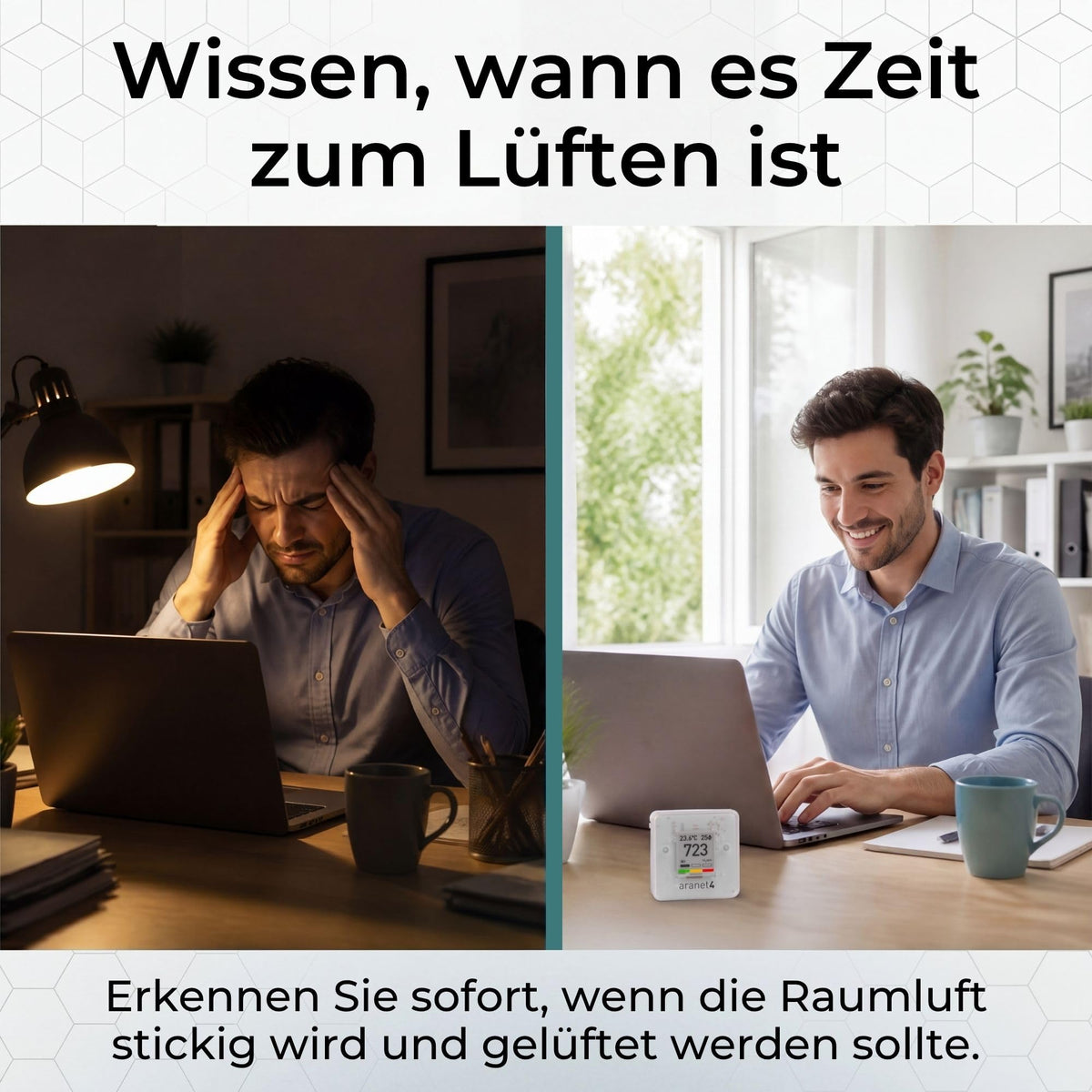 Aranet4 Home kabelloser Raumluftqualitätssensor für Zuhause Büro Schule CO2 Temperatur Feuchtigkeit tragbar