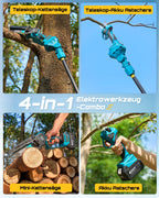 Akku Hochentaster Kettensäge Elektrisch 4 in 1 Teleskopsäge für Garten Ast Baum Baumpflege
